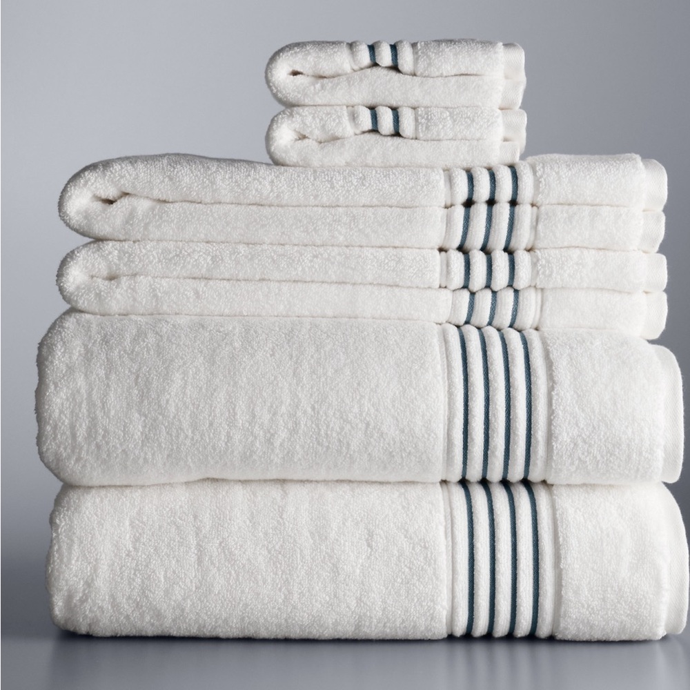 Simply Vera Vera Wang Signature Border 6 Piece Bath Towel Set Ocean Blue